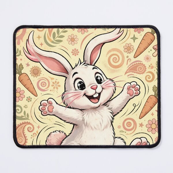 Item preview, Vintage Kawaii Leaping Bunny With Carrots designed and sold by Pure Craft.