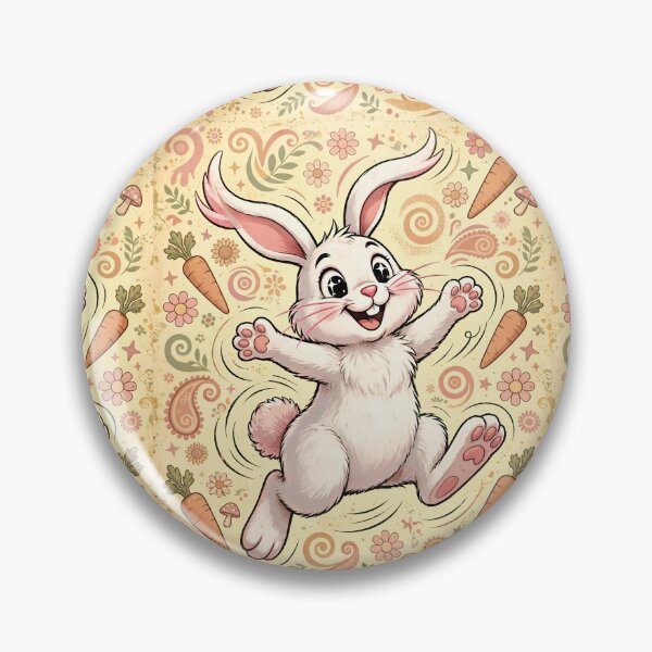 Item preview, Vintage Kawaii Leaping Bunny With Carrots designed and sold by Pure Craft.
