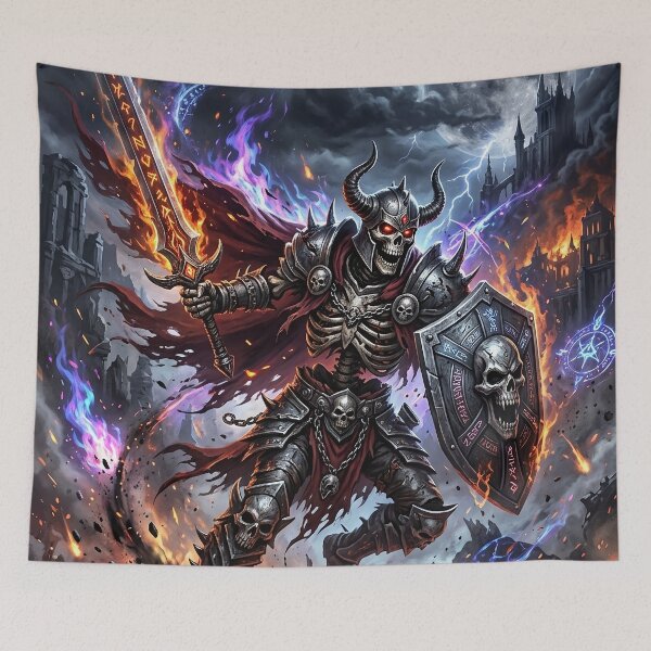 Item preview, Skeleton Warrior Wielding a Burning Rune Sword designed and sold by Lucid Dream Pixel.