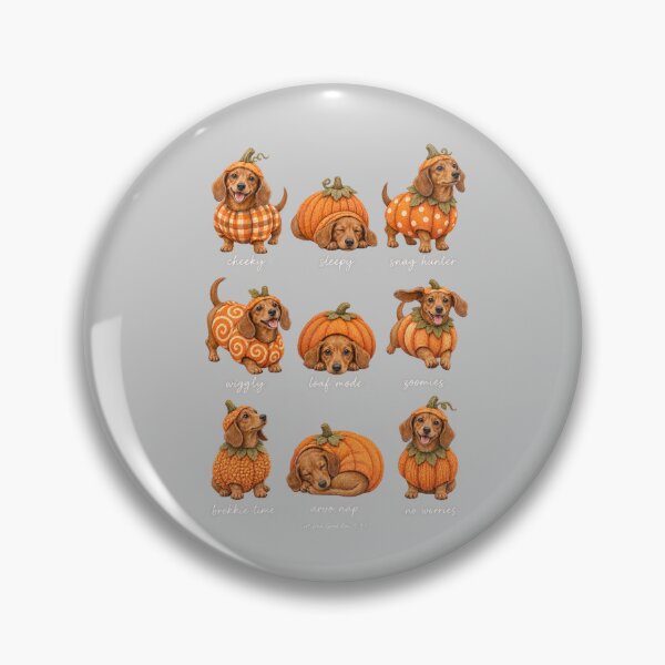 Item preview, Pumpkin Weenie Dogs - Cute Dachshund Fall Costume Set with Aussie Slang Sausage Dog Autumn Art designed and sold by Yellowriversss.