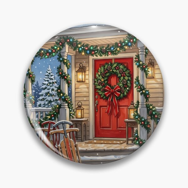 Item preview, Cozy Traditional Christmas Porch Scene designed and sold by Sybille-Yates.