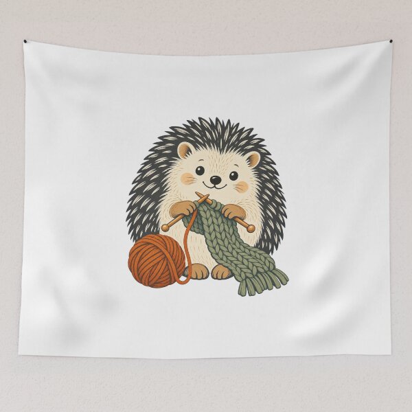 Item preview, Knitting Hedgehog with Yarn - Cozy Craft Lover designed and sold by cybersilverhand.