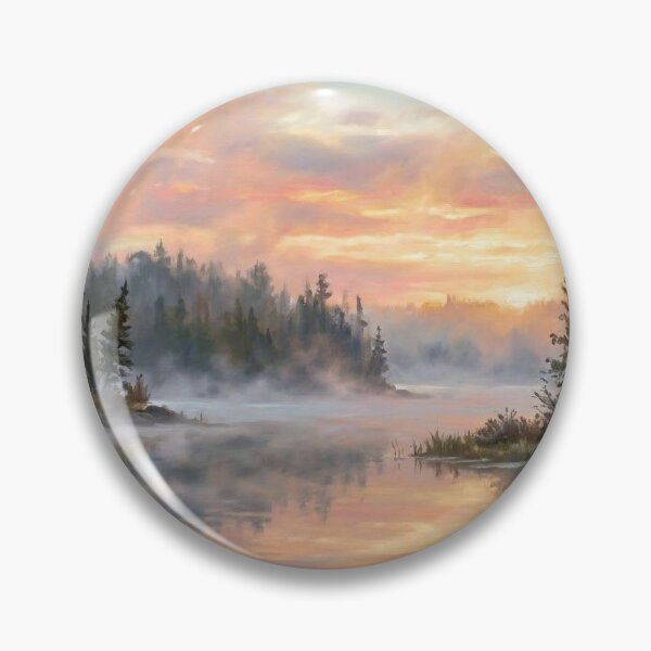 Item preview, Serene Northern Wilderness Sunset Over Misty Pine Lake designed and sold by FrozenFits.