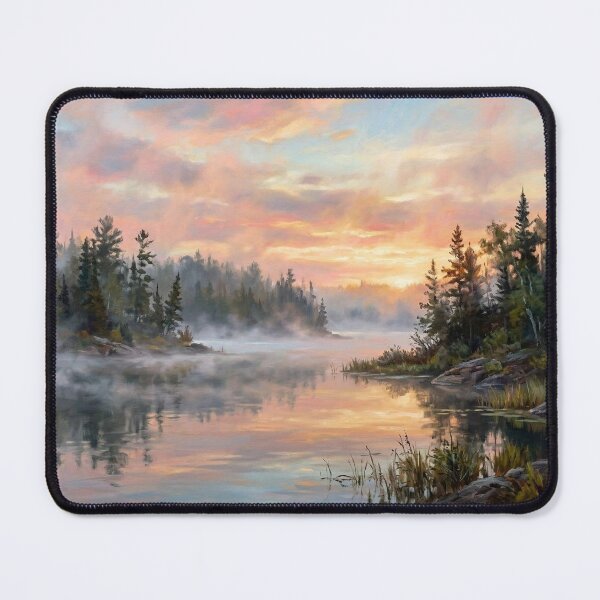 Item preview, Serene Northern Wilderness Sunset Over Misty Pine Lake designed and sold by FrozenFits.