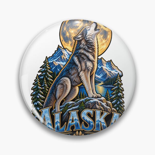Item preview, Alaska with a wolf and mountains designed and sold by RBBeachDesigns.