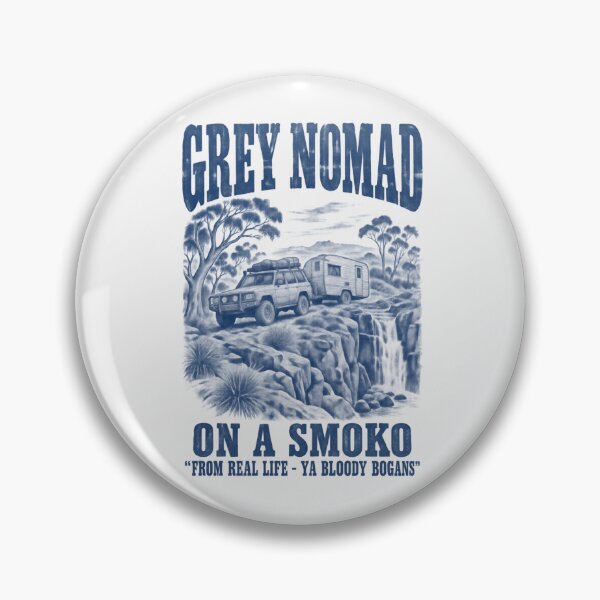 Item preview, Grey Nomad On A Smoko Funny Australian 4WD Caravan Road Trip Vintage Outback Illustration designed and sold by Yellowriversss.