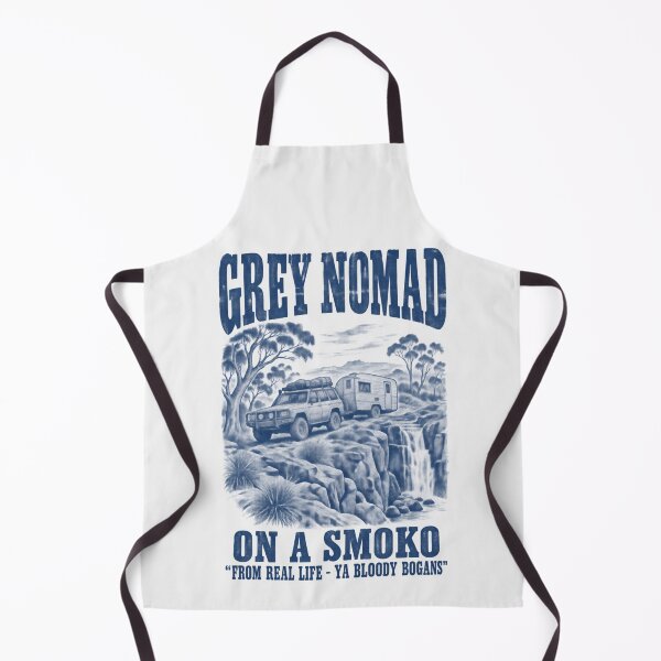 Item preview, Grey Nomad On A Smoko Funny Australian 4WD Caravan Road Trip Vintage Outback Illustration designed and sold by Yellowriversss.