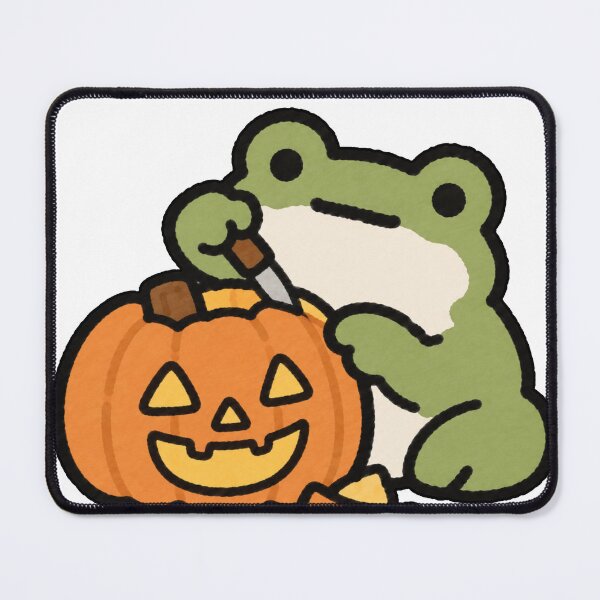 Item preview, Frog Carving a Pumpkin designed and sold by chookiebookie.
