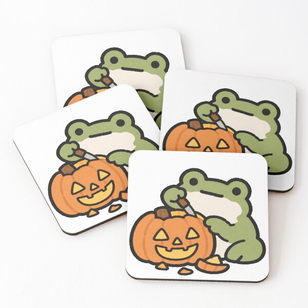 Item preview, Frog Carving a Pumpkin designed and sold by chookiebookie.