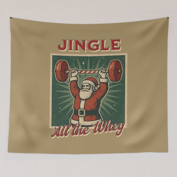 Item preview, Jingle All the Whey Santa Weightlifting Christmas designed and sold by Sachie's Studio.