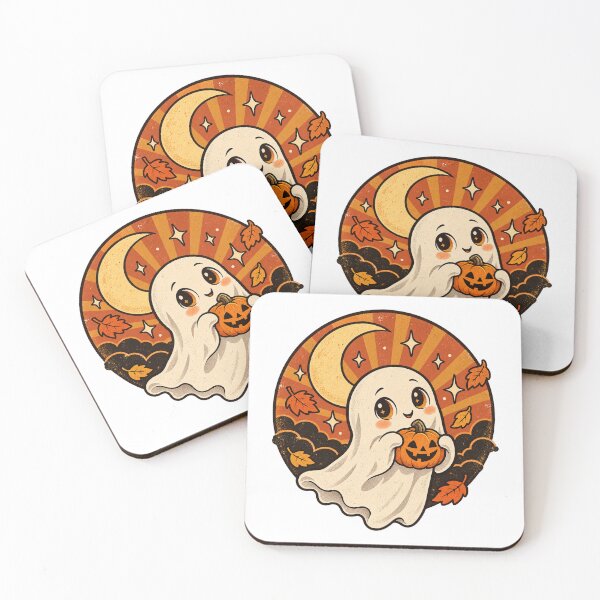 Item preview, Cute Ghost with Pumpkin – Retro Autumn Halloween Art designed and sold by Apex Designs.