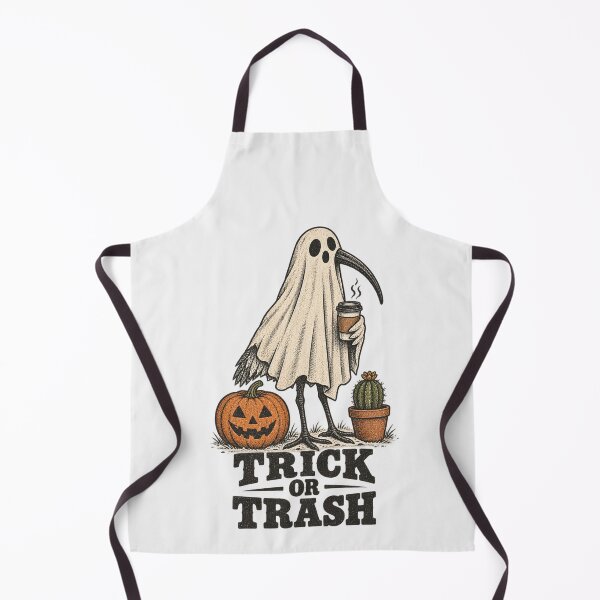 Item preview, Trick Or Trash Funny Ghost Bin Chicken Halloween Design Australian White Ibis with Coffee designed and sold by Yellowriversss.