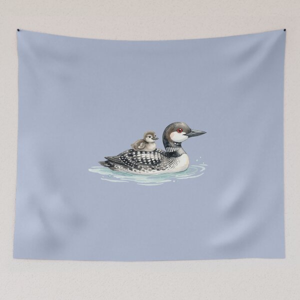 Item preview, Watercolor Common Loon with Baby Chick – Northern Lake Wildlife designed and sold by FrozenFits.