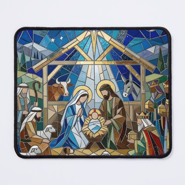 Item preview, Stained Glass Nativity Scene with the Star of Bethlehem designed and sold by Sybille-Yates.