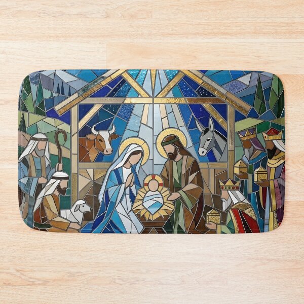 Item preview, Stained Glass Nativity Scene with the Star of Bethlehem designed and sold by Sybille-Yates.