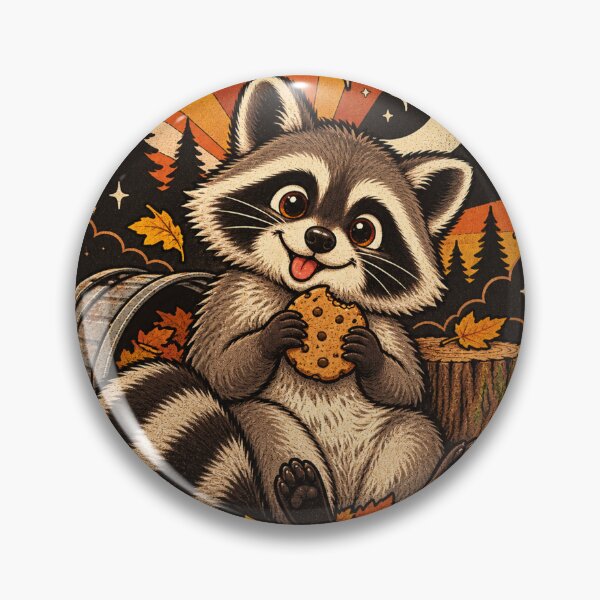 Item preview, Cute Raccoon Eating a Cookie – Retro Autumn Woodland Art designed and sold by Apex Designs.