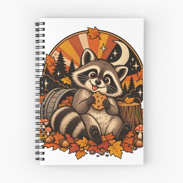 Item preview, Cute Raccoon Eating a Cookie – Retro Autumn Woodland Art designed and sold by Apex Designs.