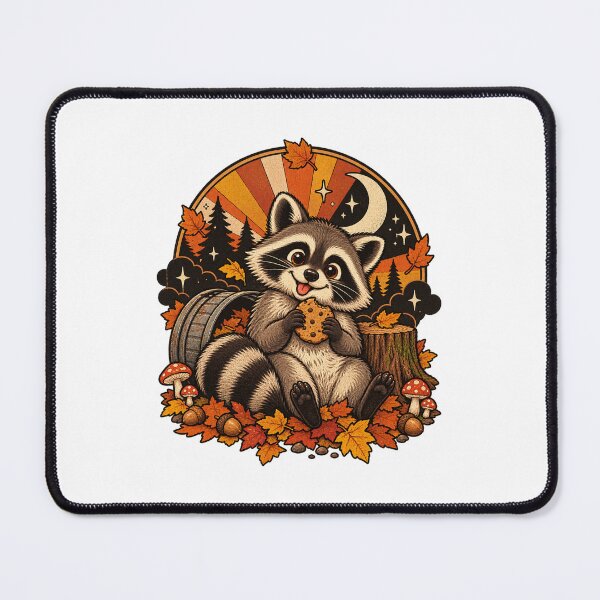 Item preview, Cute Raccoon Eating a Cookie – Retro Autumn Woodland Art designed and sold by Apex Designs.
