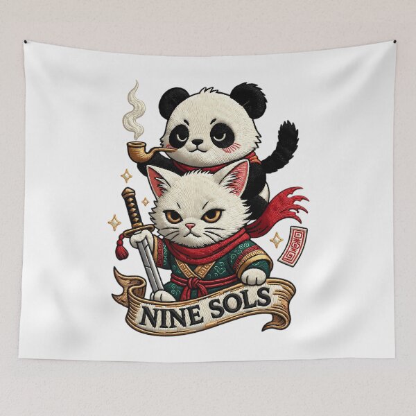 Item preview, Nine Sols Yi & Shuanshuan Faux Embroidery Patch Panda Rider designed and sold by CatheriSchiller.