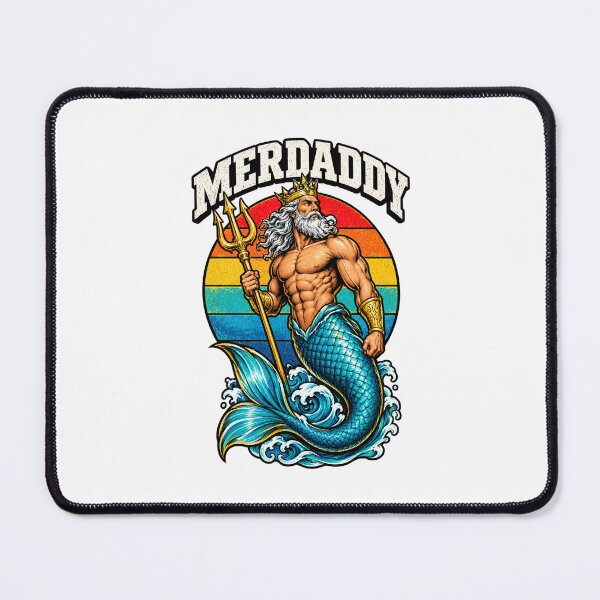 Item preview, Merdaddy Funny Merman Dad Mermaid Father Day Retro Sunset designed and sold by Whirx.