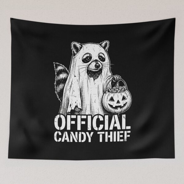 Item preview, Raccoon Halloween Ghost Stealing Trick or Treat Candy  designed and sold by w66aboo.