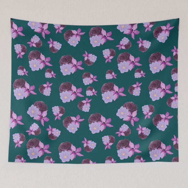 Item preview, Plum & Lavender Floral on Deep Teal designed and sold by BigfeetLittlepaws.