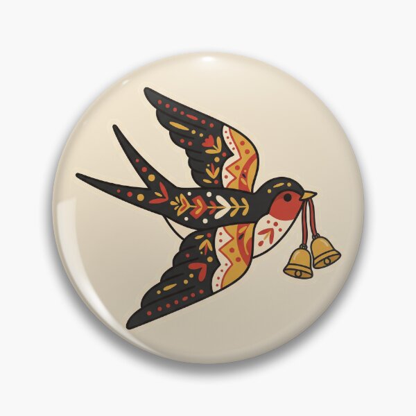 Item preview, Folk Art Swallow with Golden Bells designed and sold by Rariks.