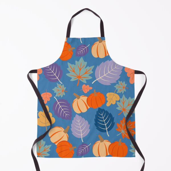 Item preview, Retro Autumn Leaves and Pumpkins – Blue Orange Purple Fall Pattern designed and sold by BigfeetLittlepaws.