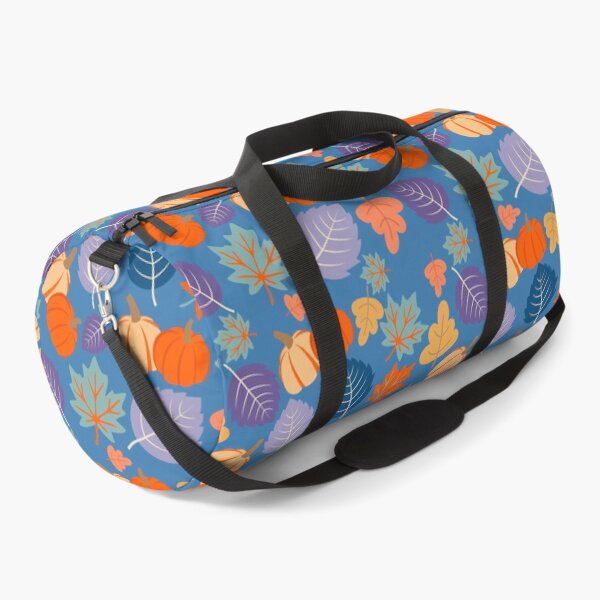 Item preview, Retro Autumn Leaves and Pumpkins – Blue Orange Purple Fall Pattern designed and sold by Britishdelights.