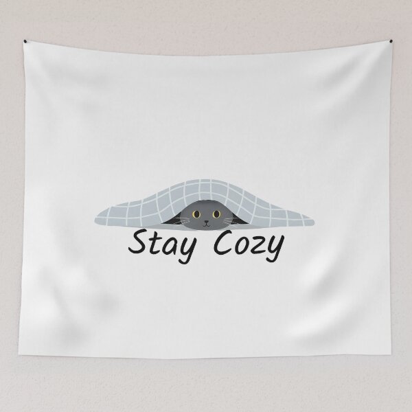 Item preview, Stay Cozy - Cat Wrapped in Blanket designed and sold by RikkiTikkiHut.
