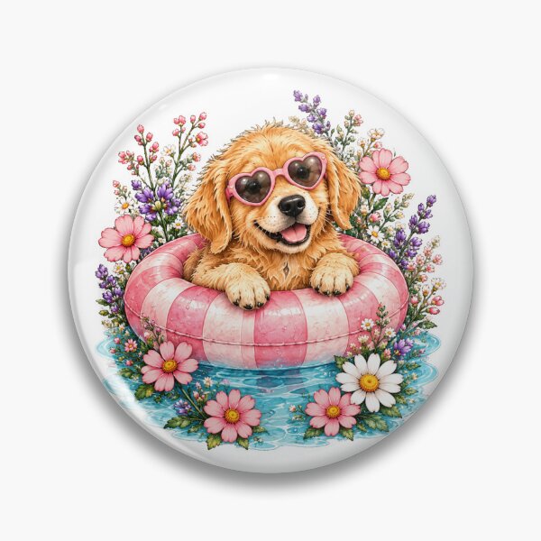 Item preview, Golden Retriever Pool Day – Floral Summer Dog designed and sold by Ania & Maxiu.