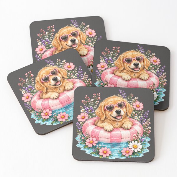 Item preview, Golden Retriever Pool Day – Floral Summer Dog designed and sold by Ania & Maxiu.