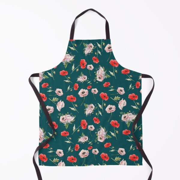Item preview, Pink & Red Poppies on Deep Teal – Cottagecore Botanical Floral, remembrance pattern designed and sold by BigfeetLittlepaws.