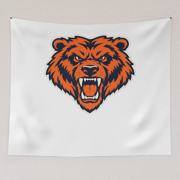 Item preview, Chicago Bears Fierce Roaring Bear Head Orange Navy designed and sold by purrinink.
