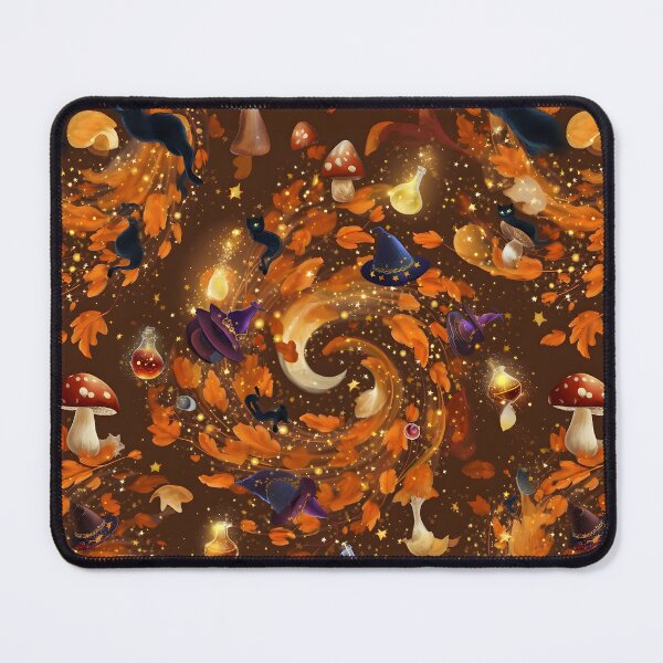 Item preview, Enchanted Autumn Swirl – Mushrooms, Potions and Witch Hats designed and sold by ViktoriaARose.
