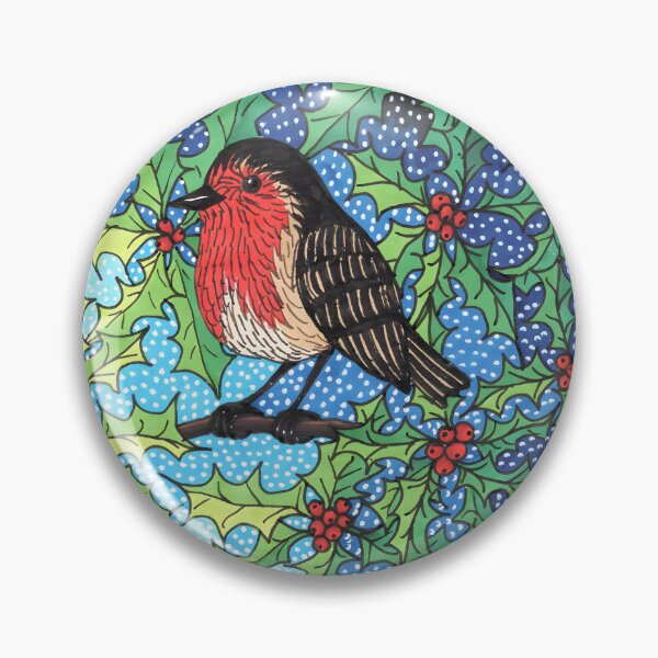 Item preview, Christmas Robin in Holly and Snow designed and sold by SusanAlisonArt.
