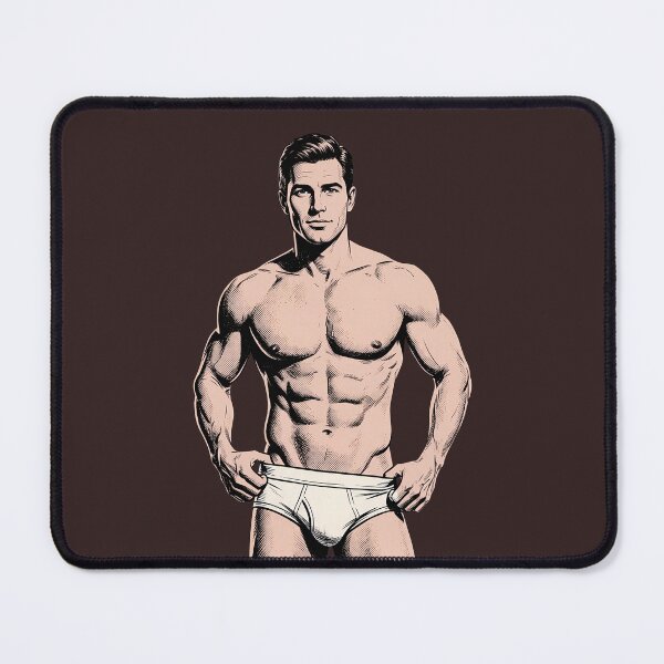 Item preview, Handsome Athletic Man in White Briefs – Vintage Pop Art Ink Drawing designed and sold by gayishdesign.
