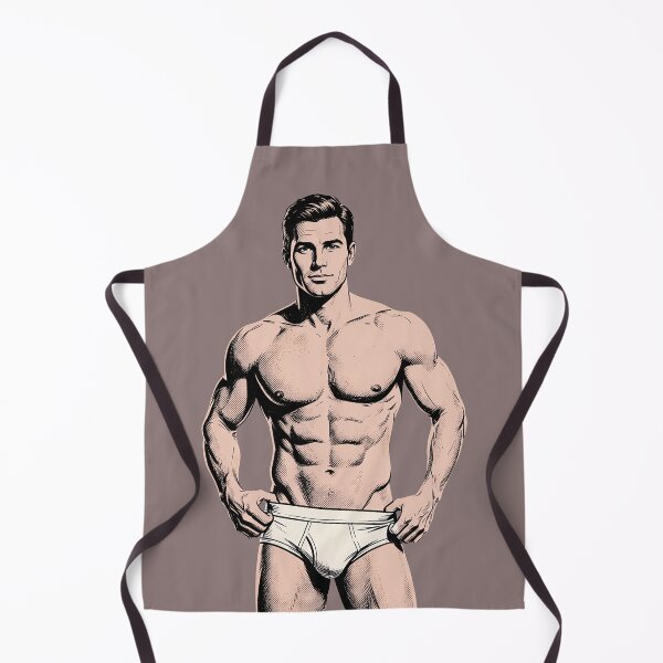 Item preview, Handsome Athletic Man in White Briefs – Vintage Pop Art Ink Drawing designed and sold by gayishdesign.