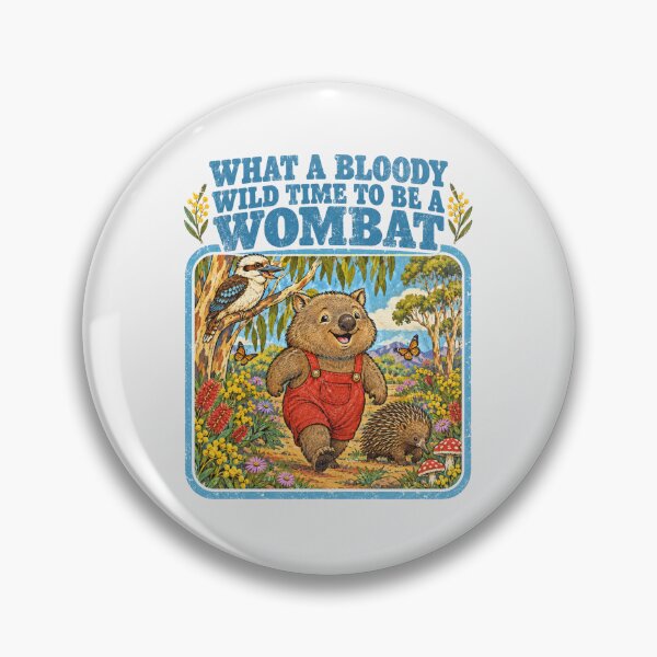 Item preview, What A Bloody Wild Time To Be A Wombat Cute Retro Aussie Bush Kookaburra Echidna Wattle designed and sold by Yellowriversss.