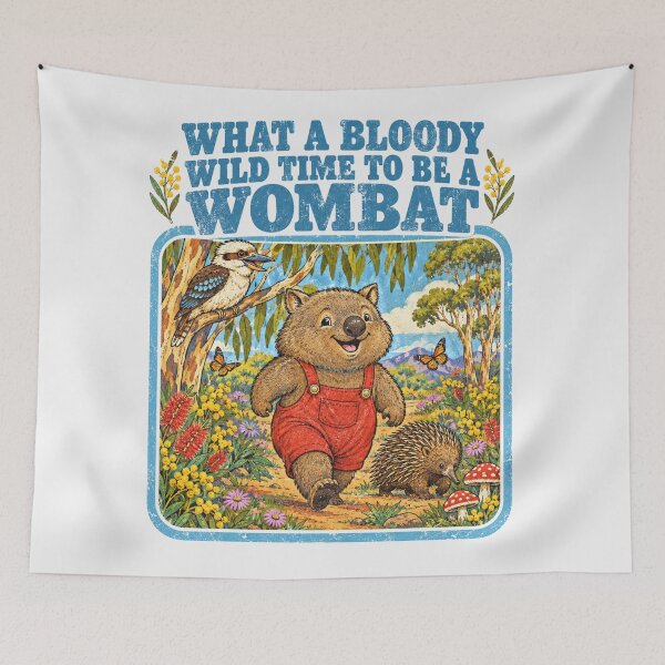 Item preview, What A Bloody Wild Time To Be A Wombat Cute Retro Aussie Bush Kookaburra Echidna Wattle designed and sold by Yellowriversss.