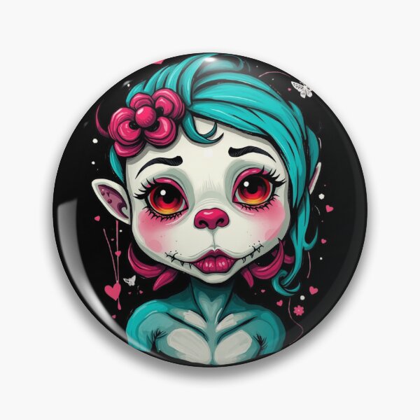 Item preview, Gothic Monster Girl - Teal Voodoo Chibi Doll Art designed and sold by ERODED SELF.