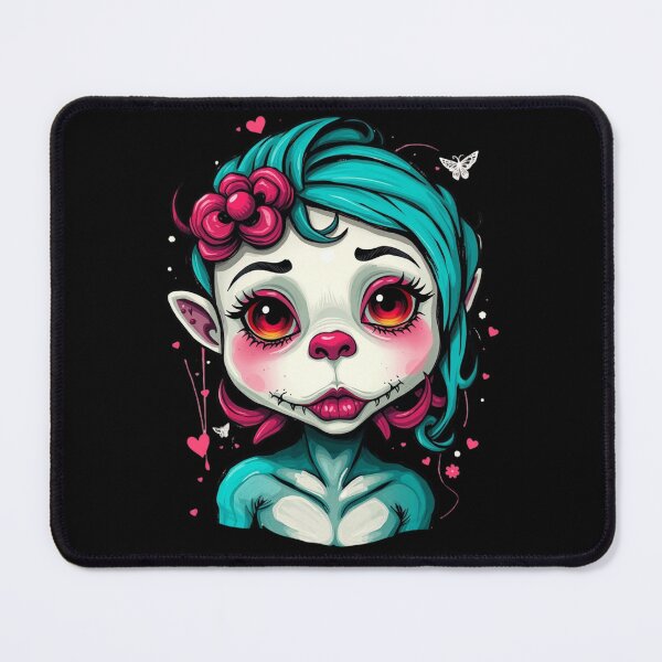 Item preview, Gothic Monster Girl - Teal Voodoo Chibi Doll Art designed and sold by ERODED SELF.