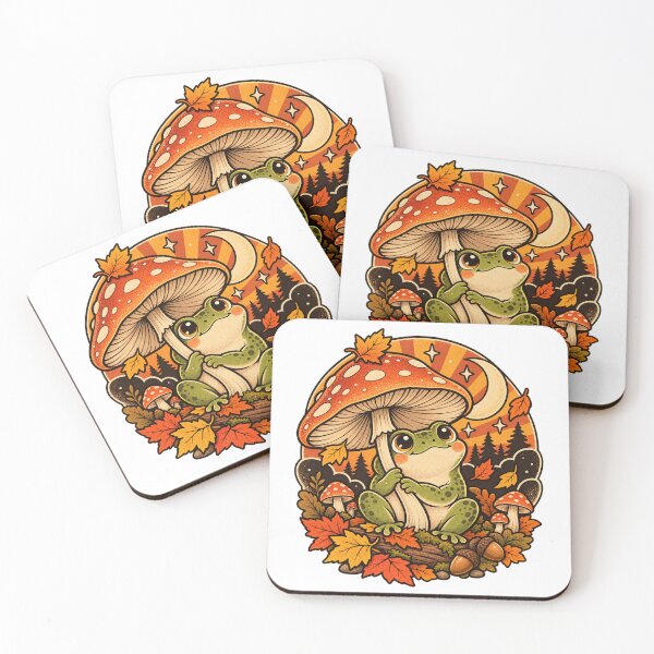 Item preview, Cute Frog Under Mushroom – Retro Autumn Cottagecore Art designed and sold by Apex Designs.