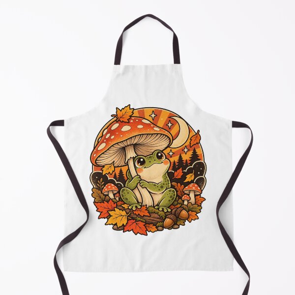 Item preview, Cute Frog Under Mushroom – Retro Autumn Cottagecore Art designed and sold by Apex Designs.