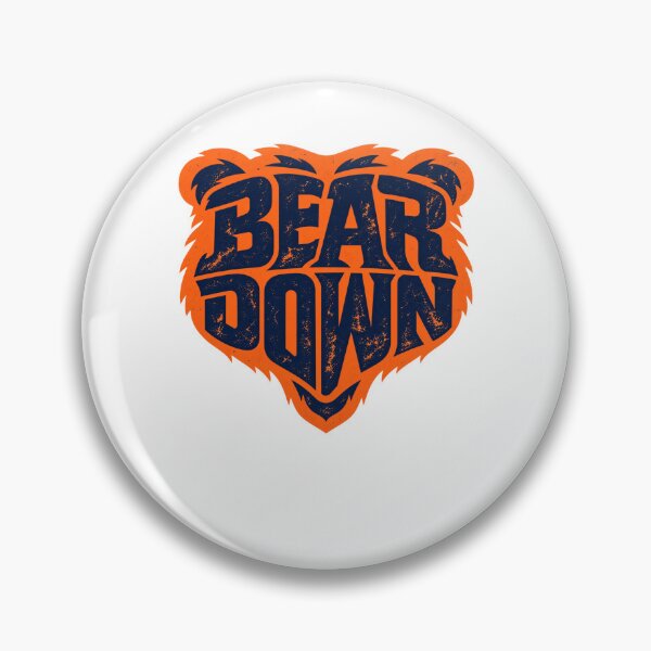 Item preview, Bear Down Distressed Text Orange Navy Bear Head Shape designed and sold by purrinink.