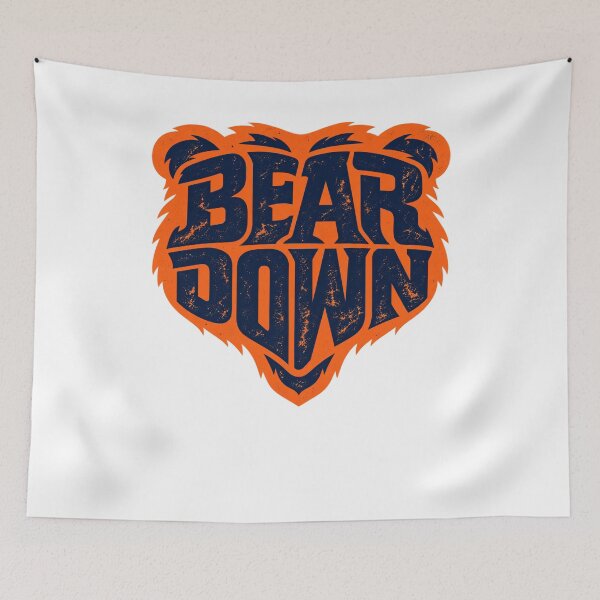 Item preview, Bear Down Distressed Text Orange Navy Bear Head Shape designed and sold by purrinink.
