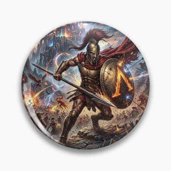 Item preview, Spartan Warrior Charging into Battle - Fantasy Art designed and sold by Lucid Dream Pixel.