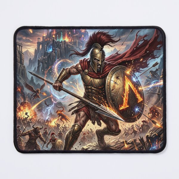 Item preview, Spartan Warrior Charging into Battle - Fantasy Art designed and sold by Lucid Dream Pixel.