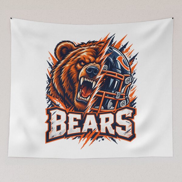 Item preview, Chicago Bears Split Bear Head And Helmet Lightning designed and sold by purrinink.