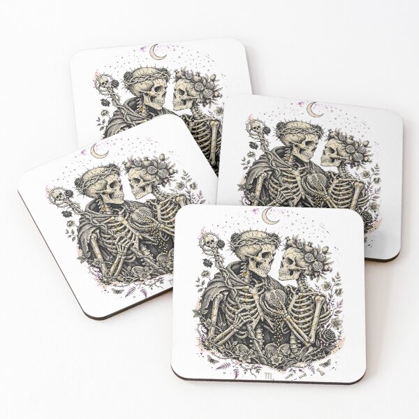 Item preview, Kintsugi Skeleton Couple Gothic Dark Fantasy Art Print designed and sold by  One City Two Children Studio.